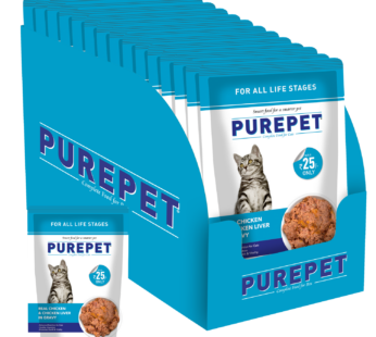 Purepet Wet Cat Food, Real Chicken and Liver in Gravy, 12 Pouch 70g